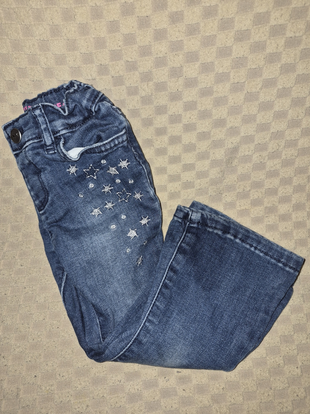 The Children's Place Dark Blue Star Embroidered Girls' Jeans